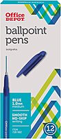 Office Depot Tinted Ballpoint Stick Pens, Medium Point, 1.0 mm, Blue Barrel, Blue Ink, Pack Of 12, 18005