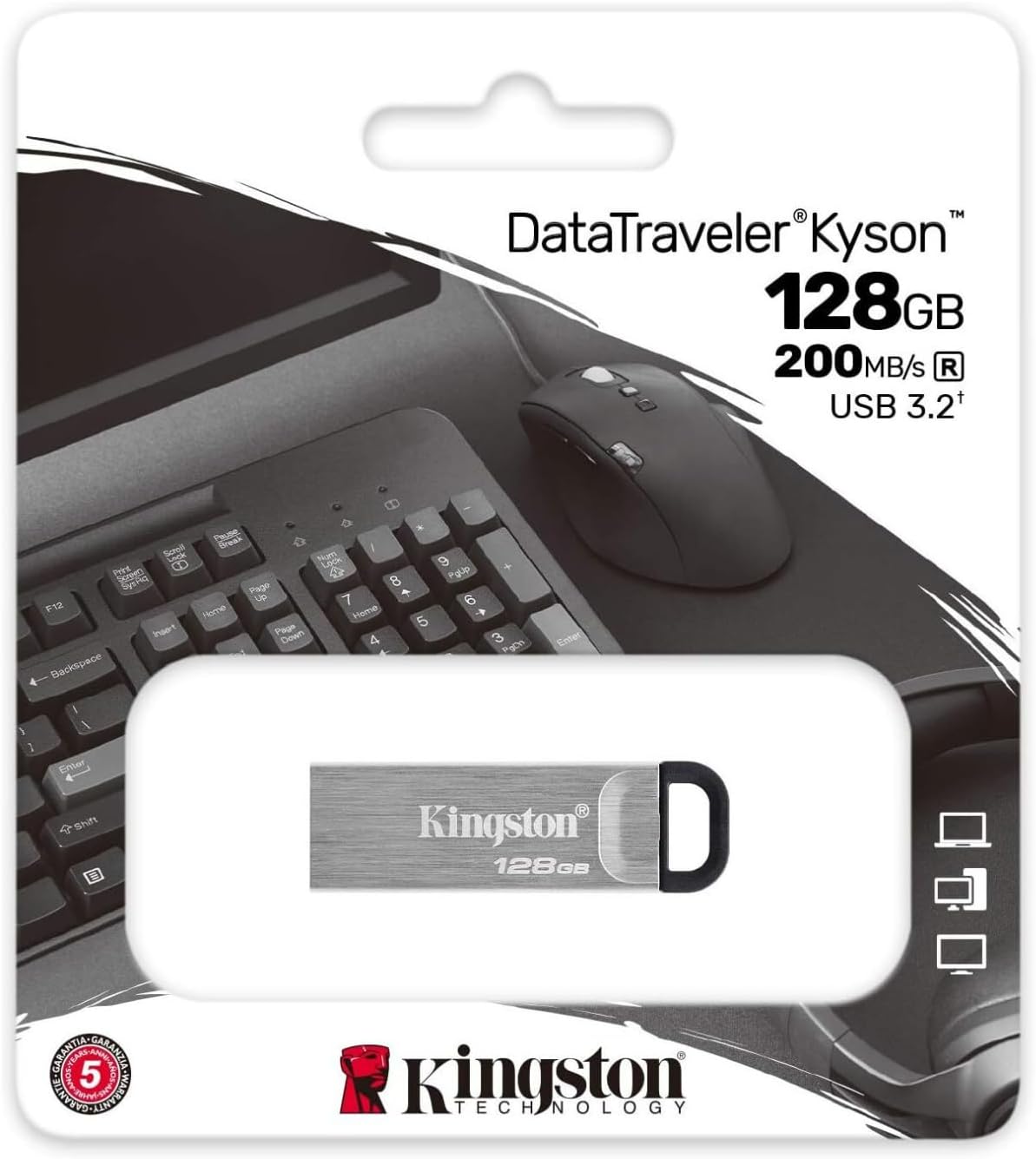 Kingston DataTraveler Kyson 128GB High Performance USB 3.2 Metal Flash Drive | Speeds up to 200MB/s | DTKN/128GB