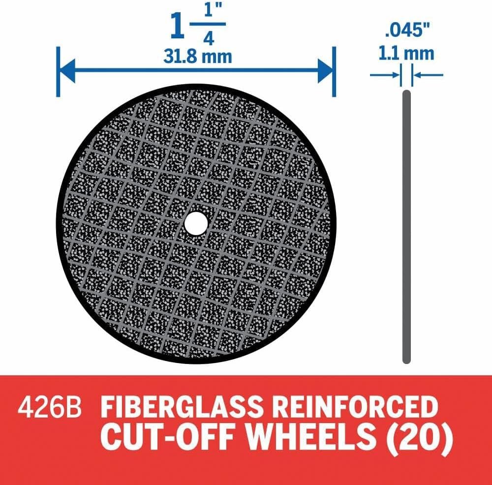 Dremel 426B Fiberglass Reinforced Cut-Off Wheels, 1-1/4-Inch (.045 mm) Wheel Diameter, Rotary Tool Cutting Disc Accessory