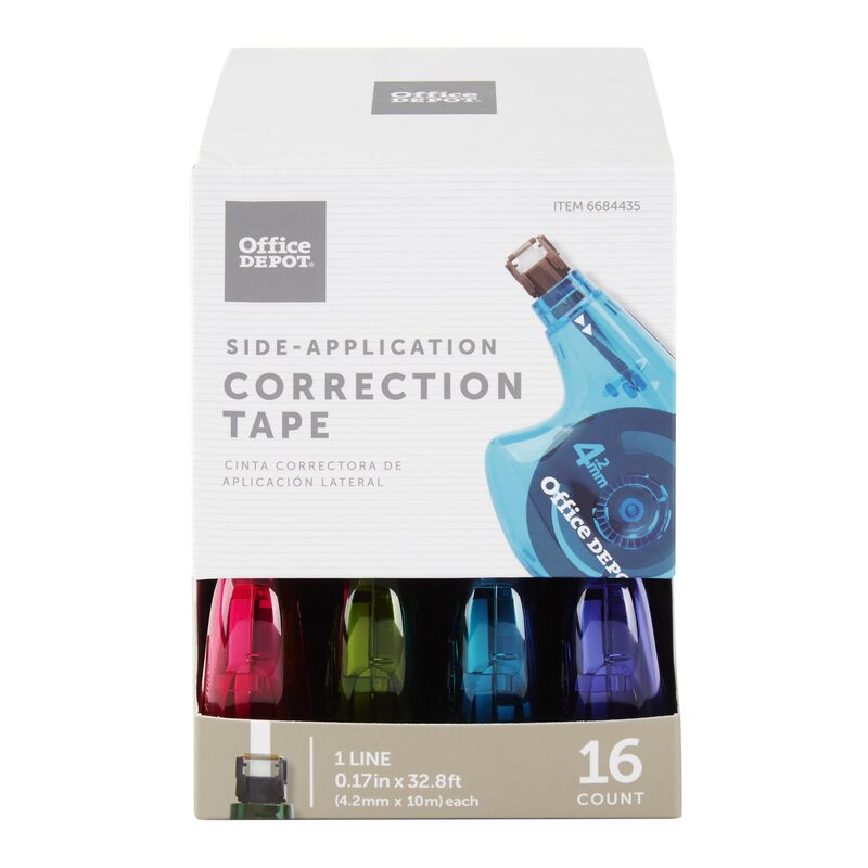 Office Depot® Brand Side-Application Correction Tape, 1 Line x 392" , Pack Of 16 Cartridges