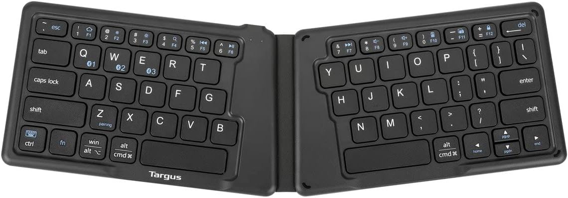 Targus Ergonomic Foldable Bluetooth Antimicrobial Keyboard, Compact, Black (AKF003US)