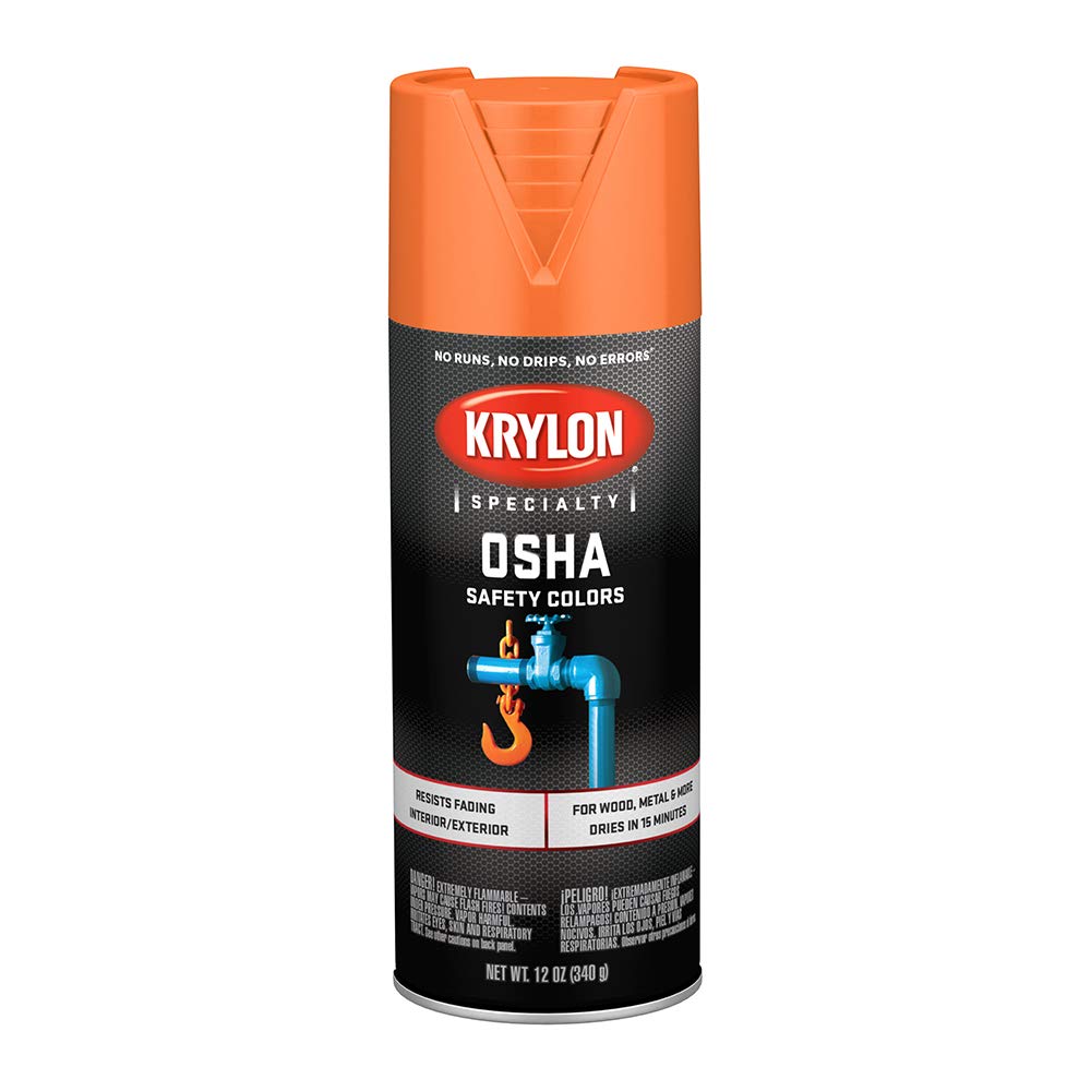 Krylon Specialty OSHA Caution Color Spray Paint, 12 oz, Orange