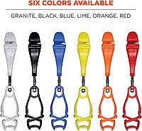 Ergodyne Squids 3420 Swiveling Dual-Clip Glove Holders, 5-1/2 in, Black - Set of 6