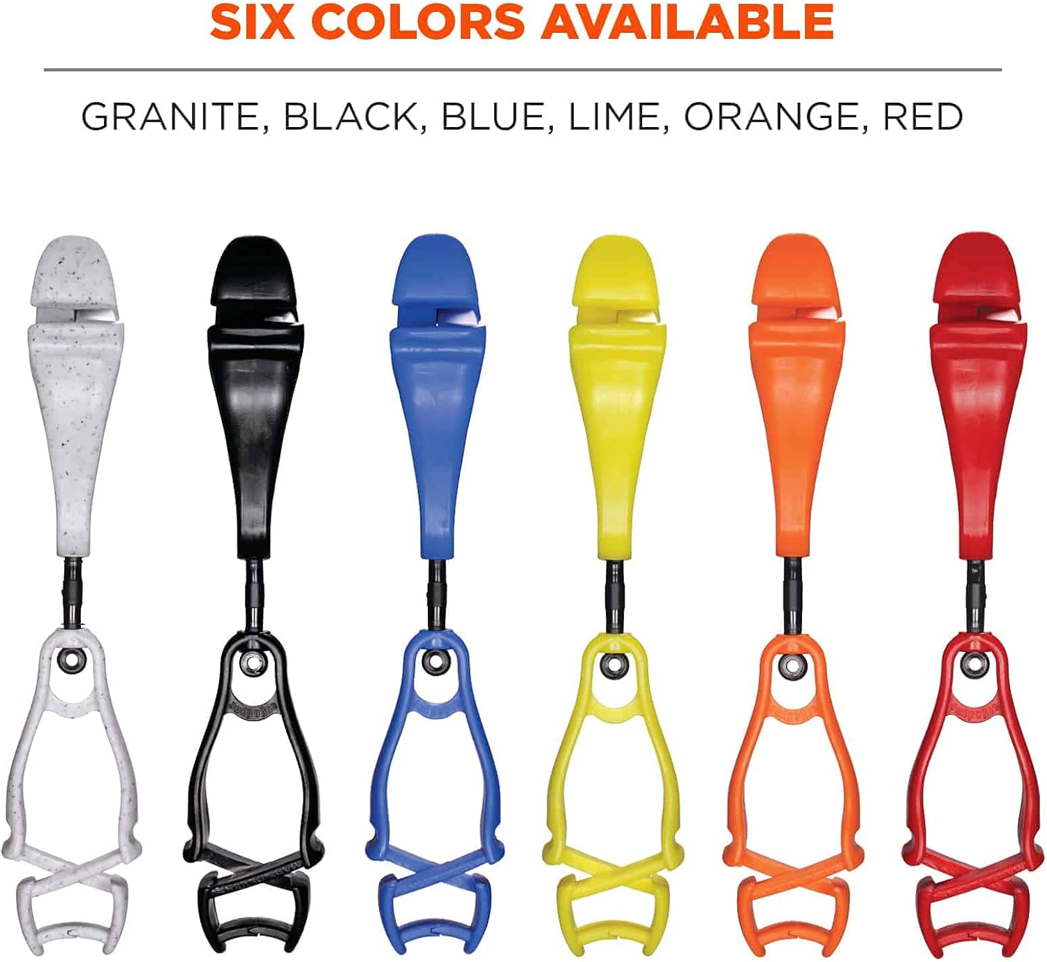 Ergodyne Squids 3420 Swiveling Dual-Clip Glove Holders, 5-1/2 in, Black - Set of 6