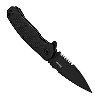 Kershaw Conduit Folding Pocket Knife, 2.9 inch Serrated Blade, Black Spearpoint Blade, Liner Lock, Pocketclip