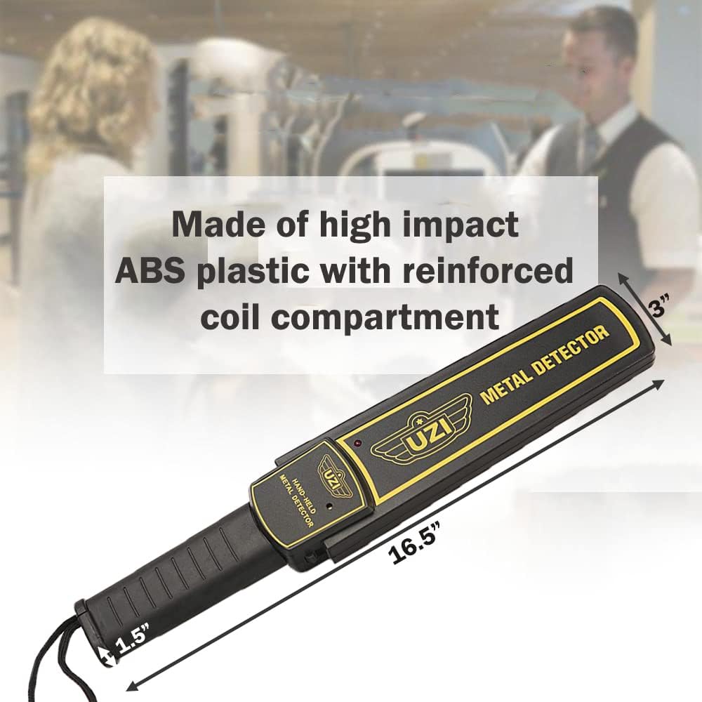 Uzi Handheld Portable Metal Detector Wand for Adults, High Adjustable Sensitivity, Security Scanner, One Switch Operation