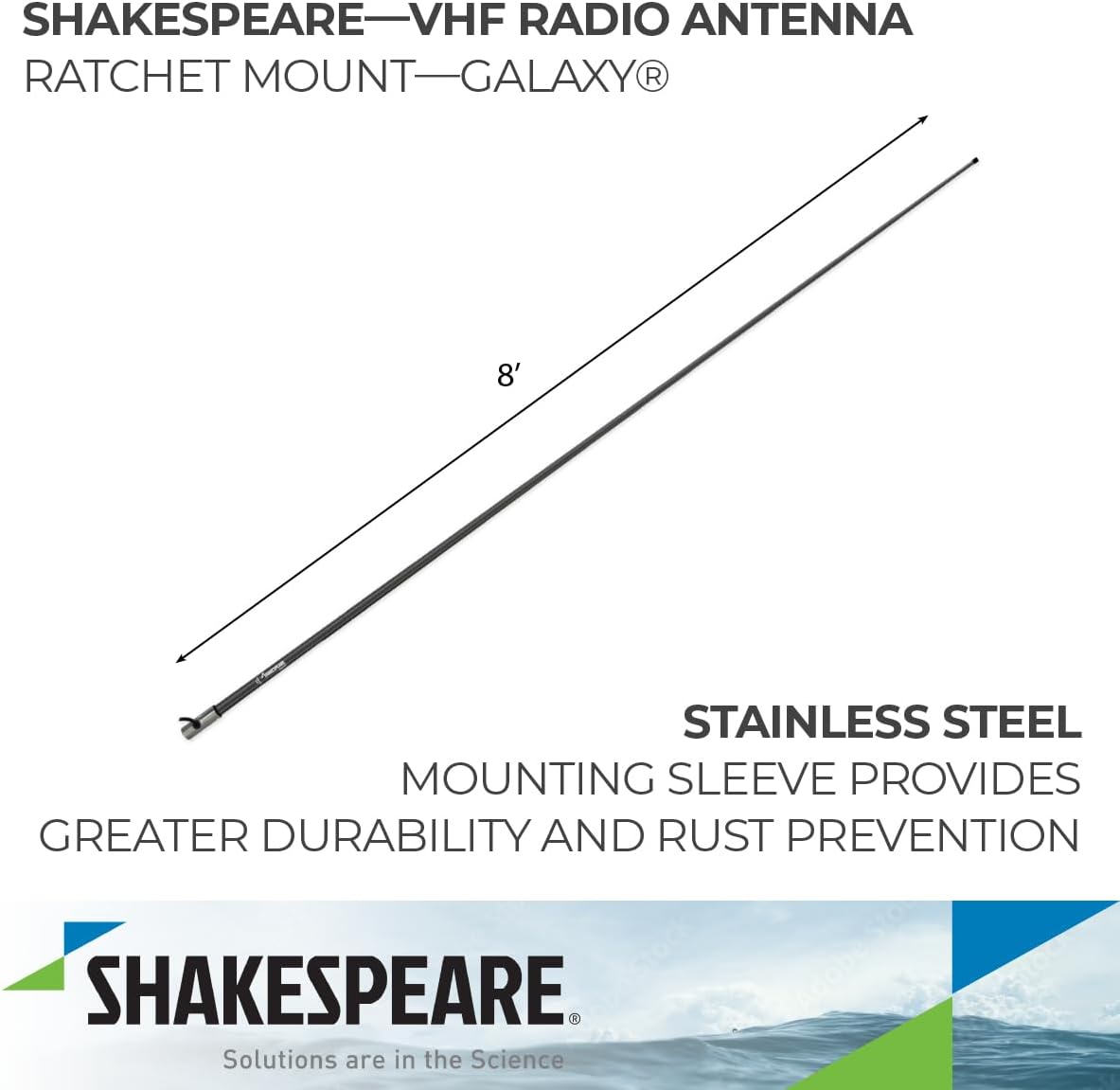 Shakespeare Galaxy 5226-XT 8' Black VHF Antenna - 6dB Gain