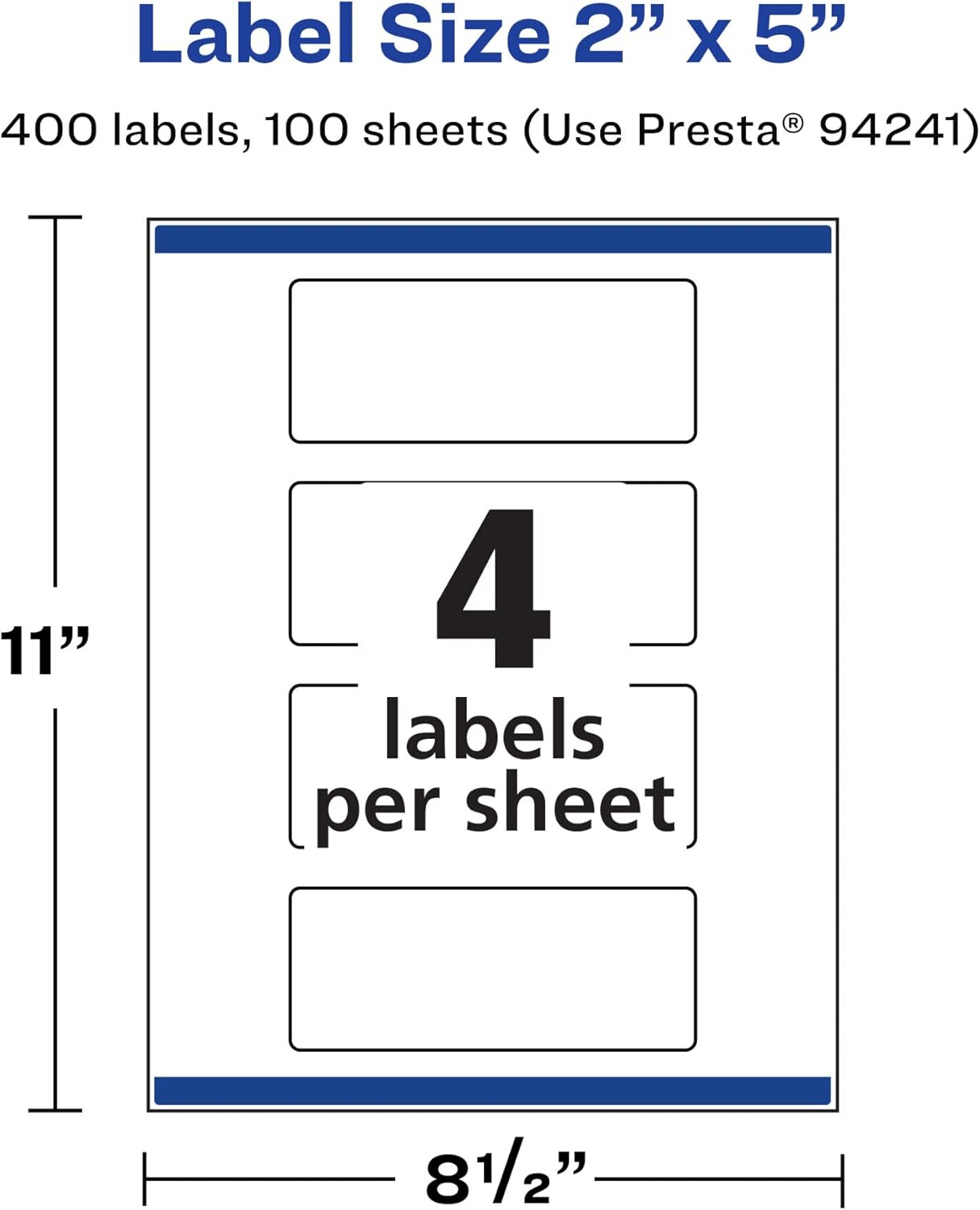 Avery Matte White Rectangle Labels with Sure Feed, Permanent Adhesive, 2in x 5in