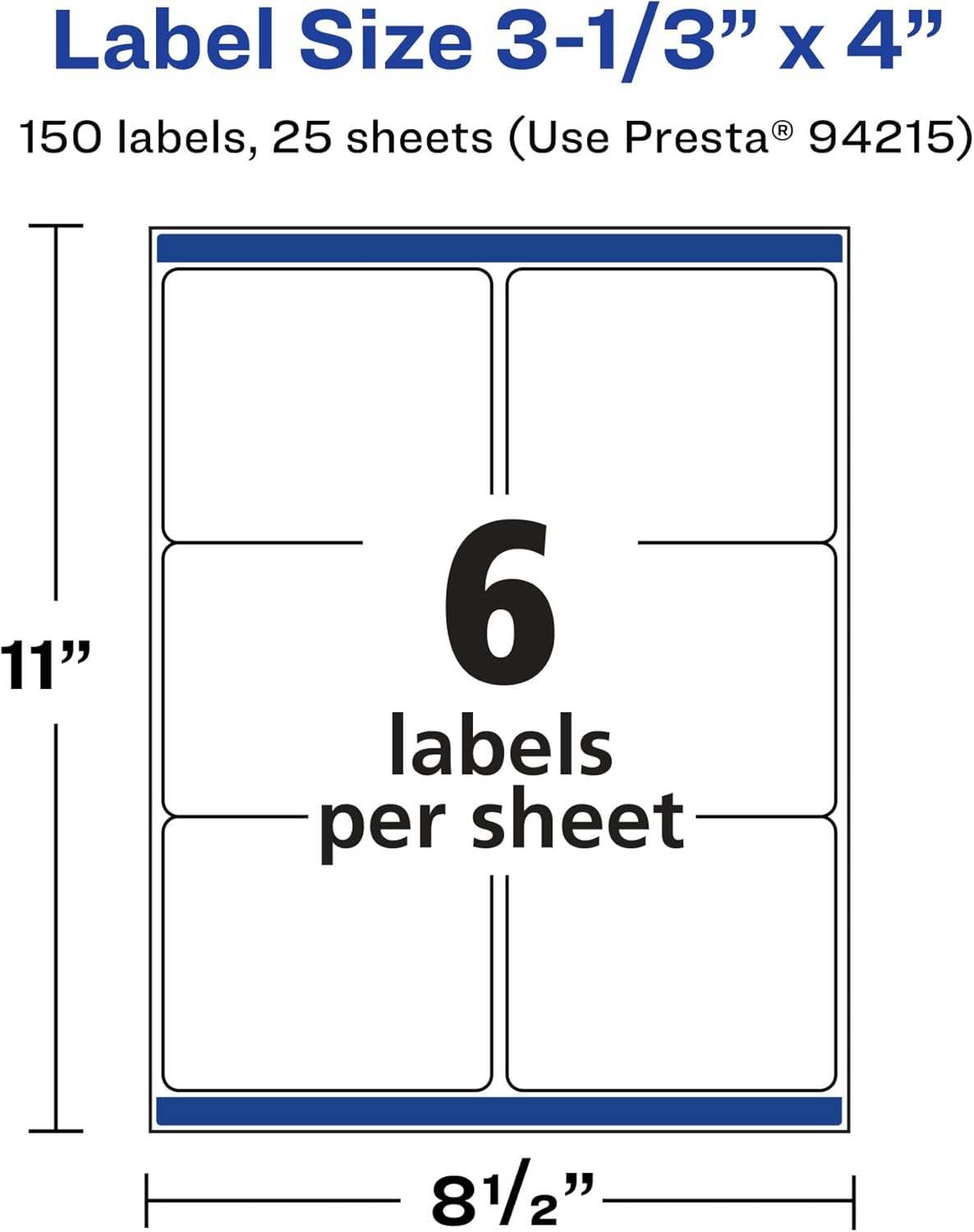 Avery Matte White Rectangle Labels, Sure Feed Technology, 3-1/3" x 4"