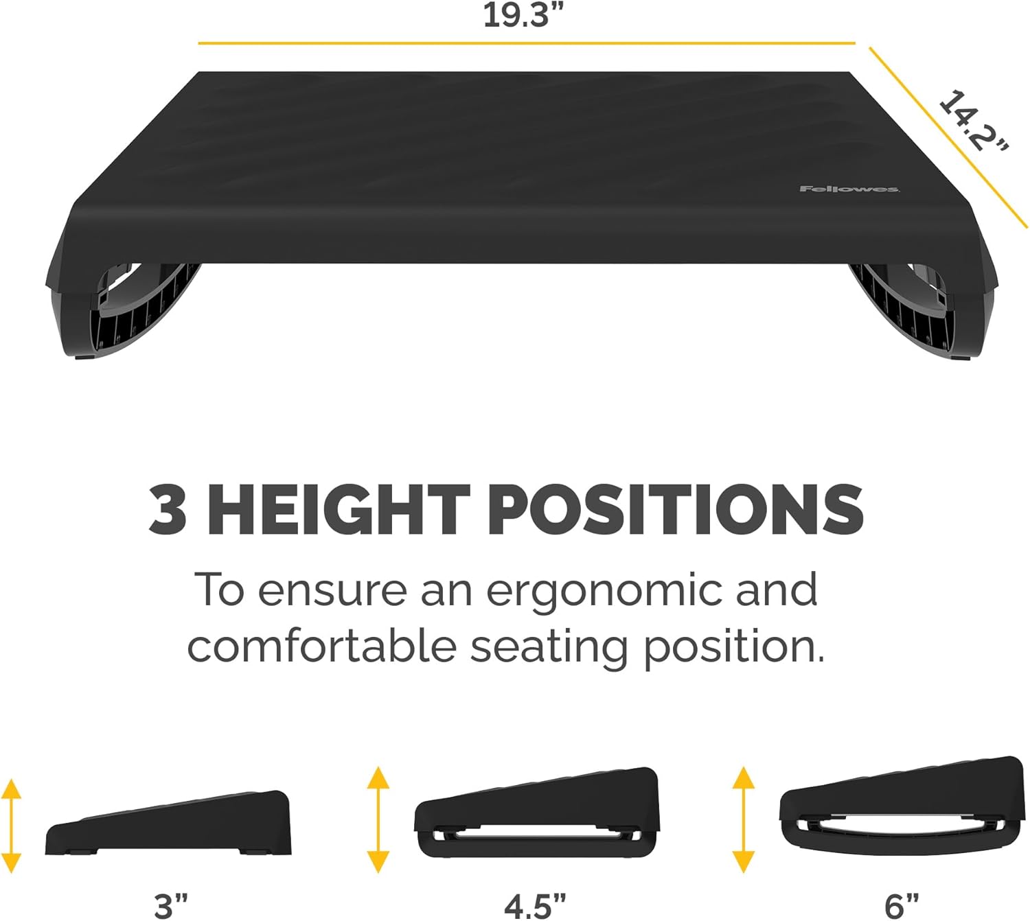 Fellowes Breyta Ergonomic Adjustable Foot Rest Black Ergonomic Footrest Breyta Black