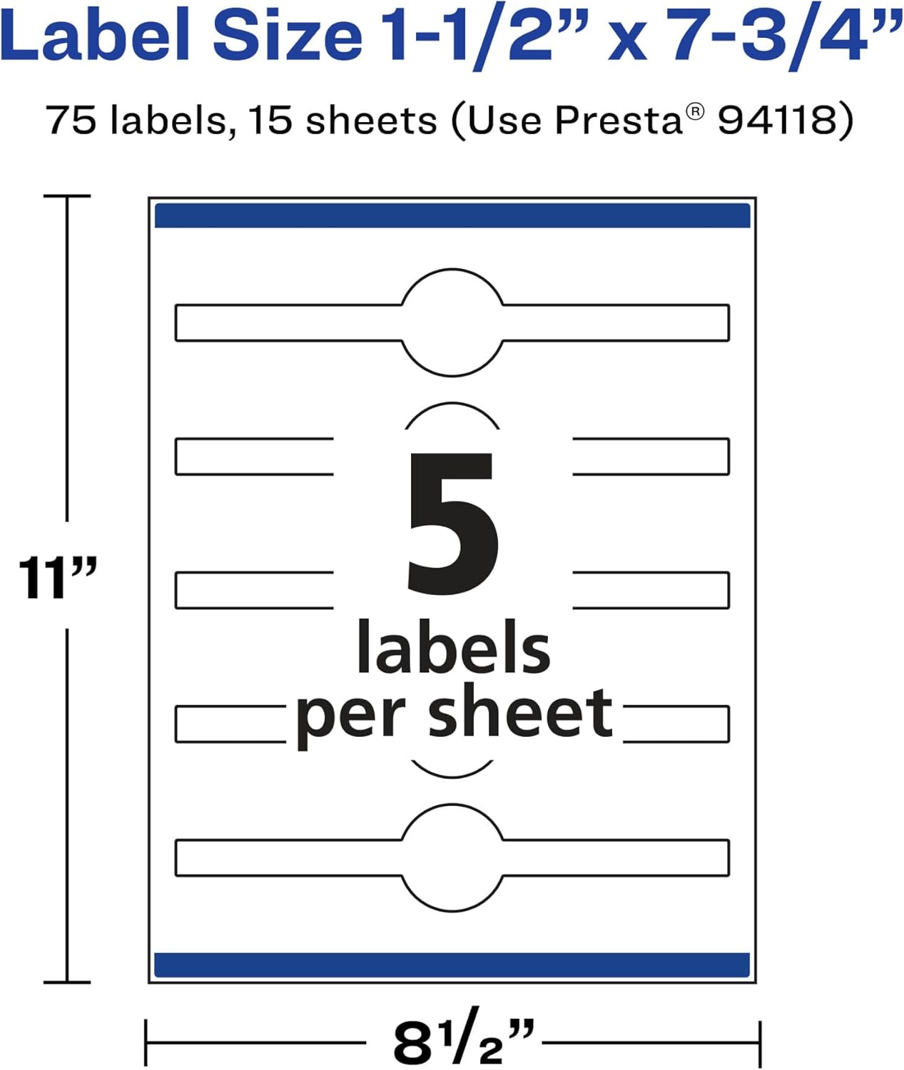 Avery Matte White Removable Wraparound Band Labels, Sure Feed Technology, 1.5" x 7.75", Print-to-The-Edge, Cigar Band