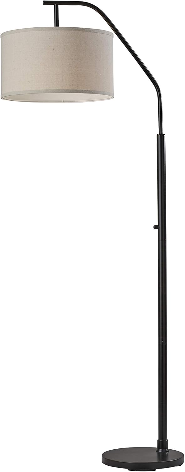 Adesso Simplee Max Floor Lamp, 66inH, Oatmeal Shade/Black Base