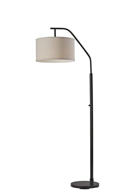 Adesso Simplee Max Floor Lamp, 66inH, Oatmeal Shade/Black Base