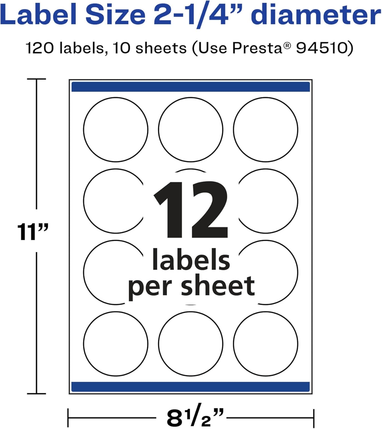 Avery Glossy White Round Labels, Sure Feed Technology, 2.25" Diameter, 120 Glossy White Labels, Print-to-The-Edge