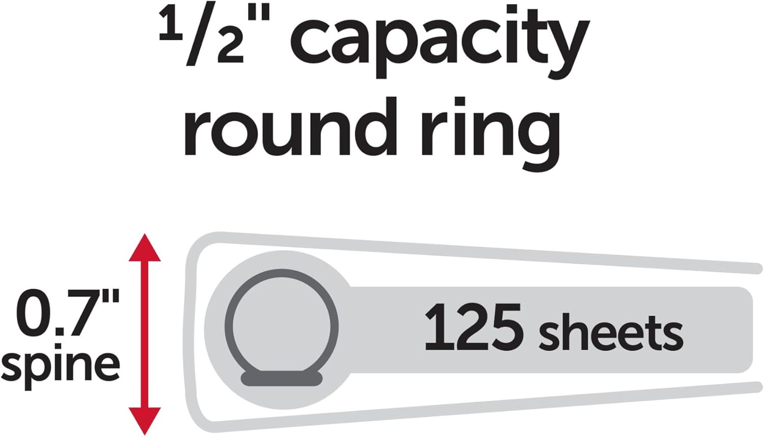 Just Basics Basic Round-Ring View Binder, 1/2" Rings, 61% Recycled, Black