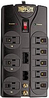 Tripp Lite 8 Outlet Surge Protector Power Strip, 10ft Cord, Right-Angle Plug, Tel/Modem/Coax/Ethernet Protection, RJ11, RJ45, & $250,000 INSURANCE (TLP810NET) Grey