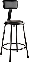National Public Seating 6400 Vinyl Task Stool, With Backrest, 37in-39inH, Black