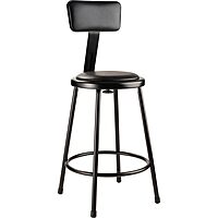 National Public Seating 6400 Vinyl Task Stool, With Backrest, 37in-39inH, Black