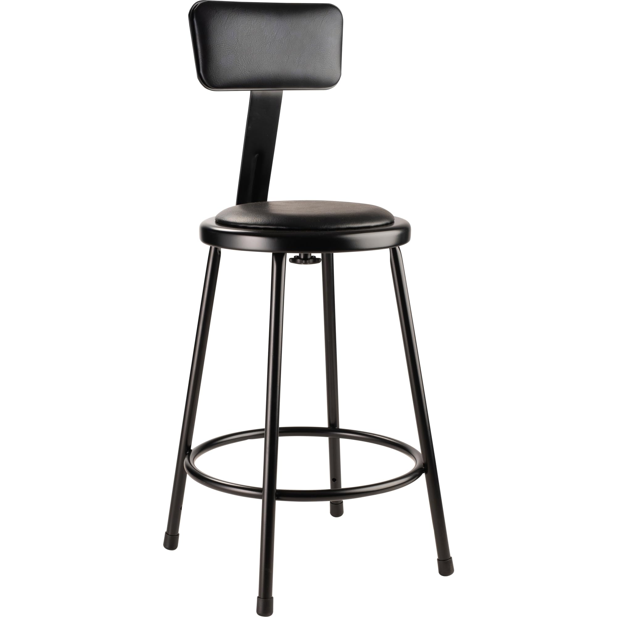 National Public Seating 6400 Vinyl Task Stool, With Backrest, 37in-39inH, Black