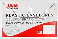 JAM PAPER Plastic Booklet Envelopes with Hook & Loop Closure - Pack of 12