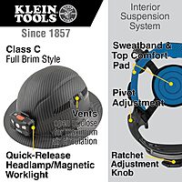 Klein Tools KHHSPN2 Hard Hat Suspension Replacement, Premium KARBN, for Klein Tools Full Brim Hard Hats