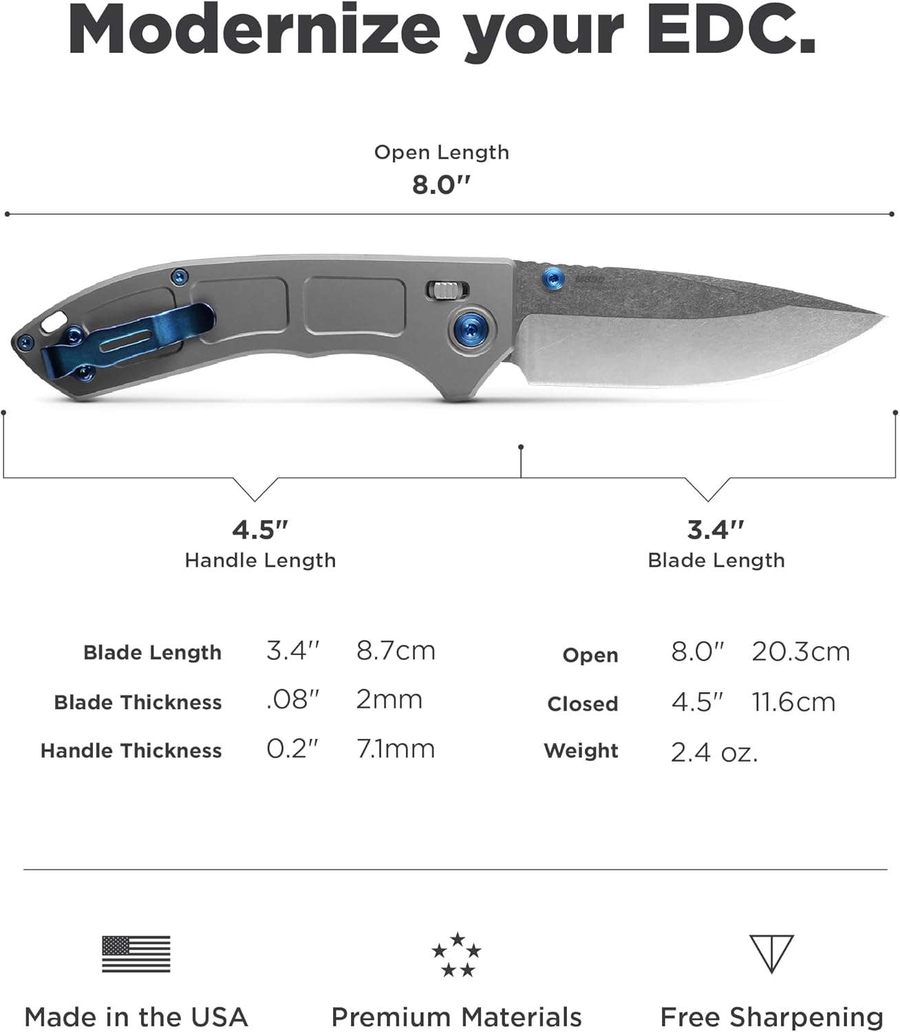 Benchmade - Narrows 748 EDC Knife with Gray Titanium Handle (748)