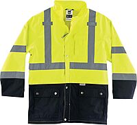 Ergodyne Standard Class 3 Hi-vis Rain Jacket Black Bottom Large