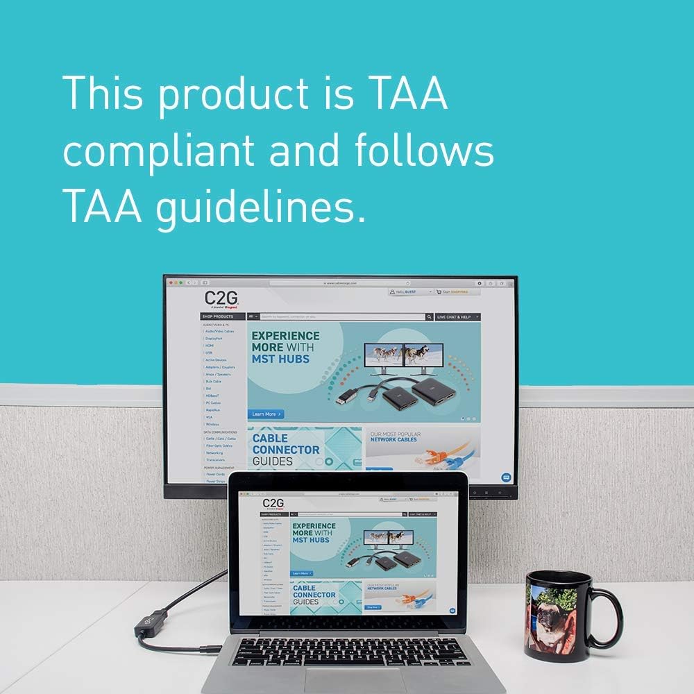 C2G Mini Display Port Adapter, Display Port to HDMI, Male to Female, White, 8 inches, Cables to Go 54314