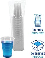 Boardwalk TRANSCUP16CT Translucent Plastic Cold Cups, 16oz, 50/Bag, 20 Bags/Carton