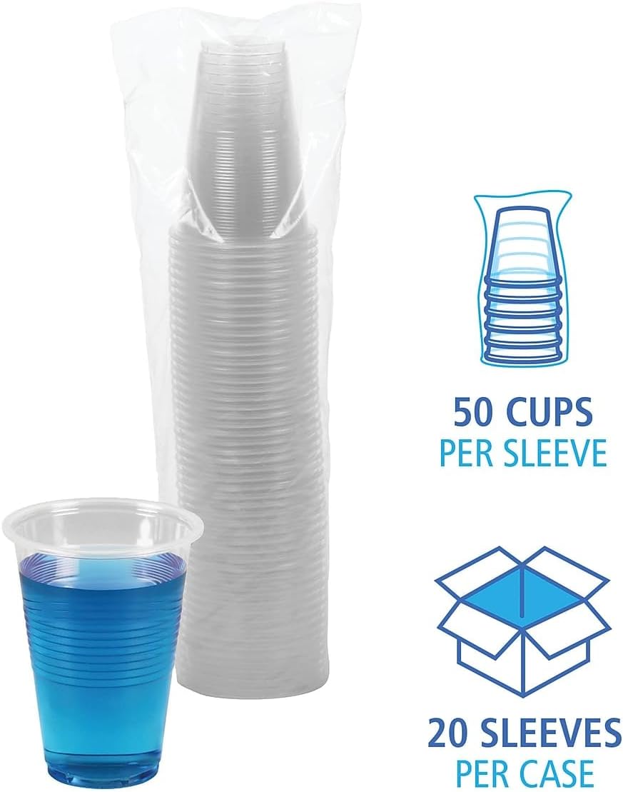 Boardwalk TRANSCUP16CT Translucent Plastic Cold Cups, 16oz, 50/Bag, 20 Bags/Carton