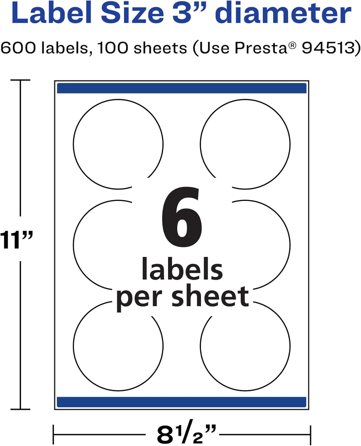 Avery Matte White Round Labels, Sure Feed Technology, 3" Diameter