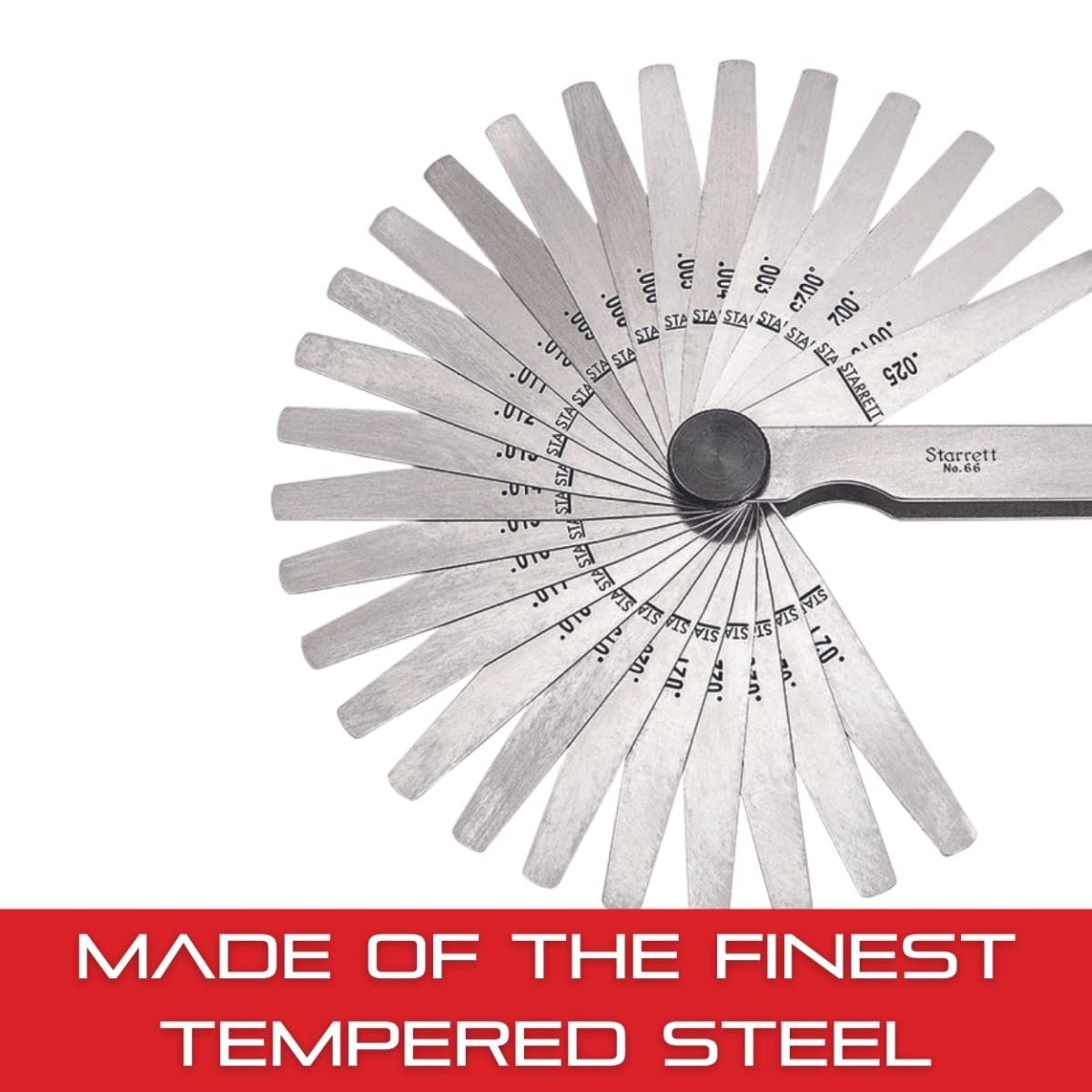 Starrett Tempered Steel English Thickness Gage with Easily Removed Leaves - Ideal for Carpenters and Home Improvement