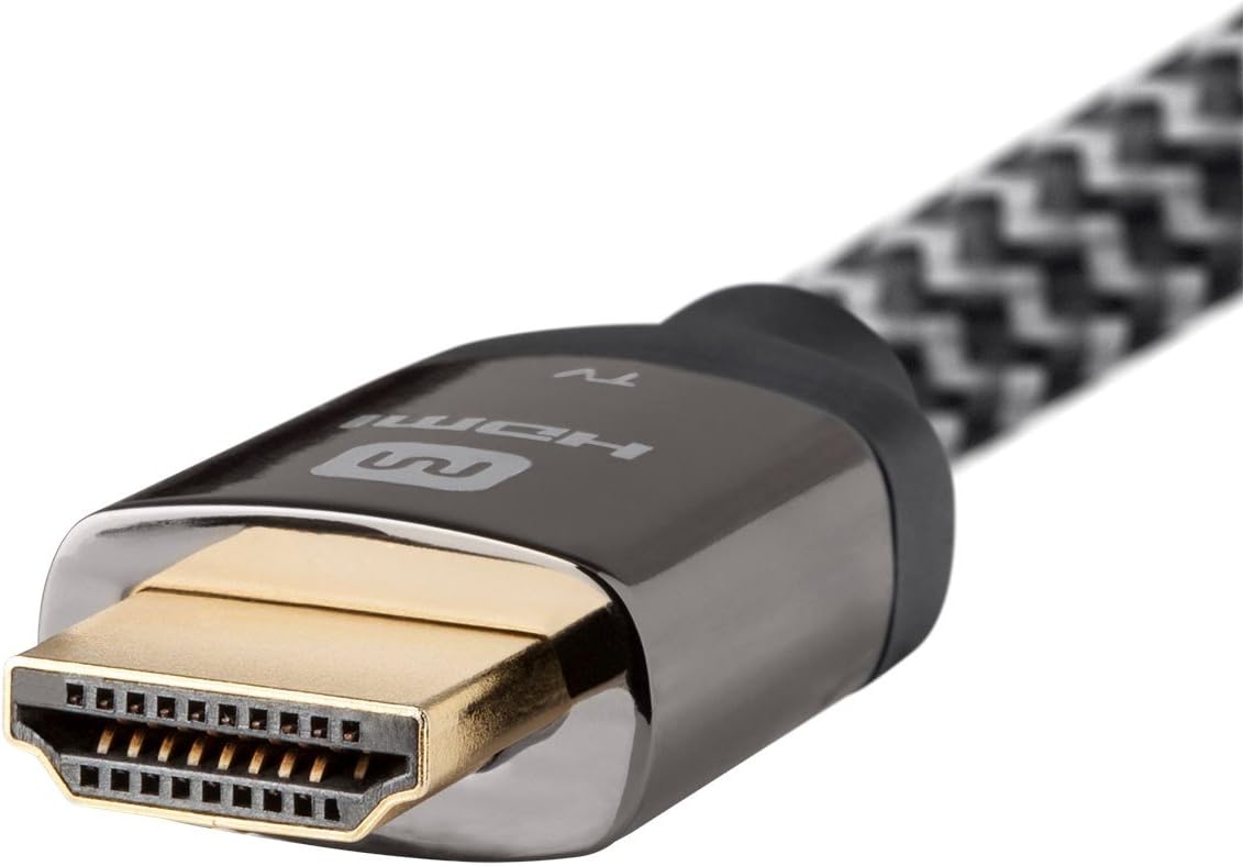 Monoprice 4K High Speed HDMI Cable - Braided - 4K@60Hz, 18Gbps, HDR, CL3 In-Wall Rated, 50ft, Grey
