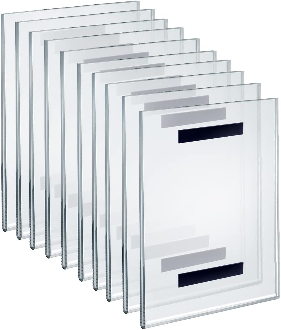 AZAR DISPLAYS Clear Acrylic U-Frame Sign Holders with Magnetic Strips