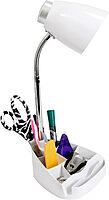 Simple Designs LD1002-WHT Gooseneck Organizer Desk Lamp with iPad Tablet Stand Book Holder, White White 1