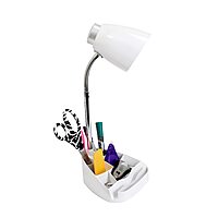 Simple Designs LD1002-WHT Gooseneck Organizer Desk Lamp with iPad Tablet Stand Book Holder, White White 1