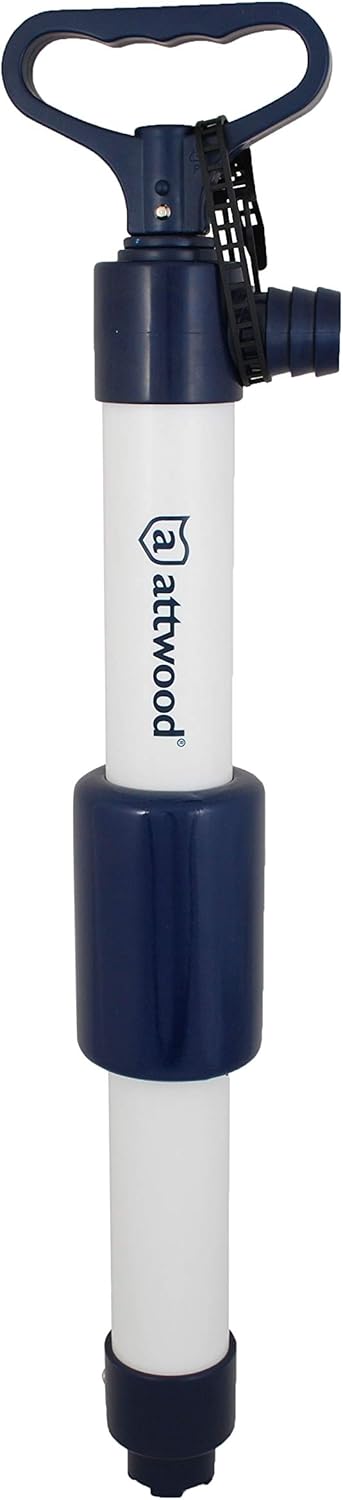 Attwood 11595-2 Hand-Operated Bilge Pump, for Kayaks, Canoes, Small Fishing Boats, 18 Inches Long, Pumps 8 GPM