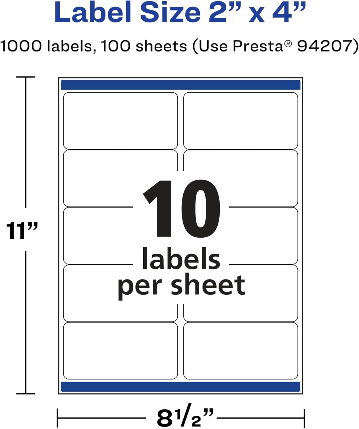 Avery Matte White Rectangle Labels, Sure Feed Technology, 2" x 4"