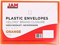 JAM PAPER Plastic Booklet Envelopes with Hook & Loop Closure - Pack of 12
