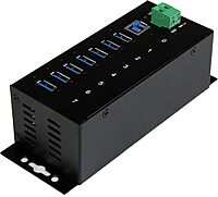 StarTech.com 7-Port USB 3.0 Hub - 5Gbps - Metal Industrial USB-A Hub with ESD Protection & 350W Surge Protection