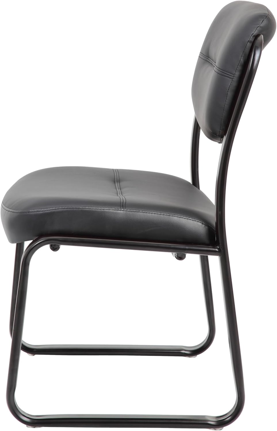 Boss Office Products LeatherPlus Bonded Leather Guest Chair, Black