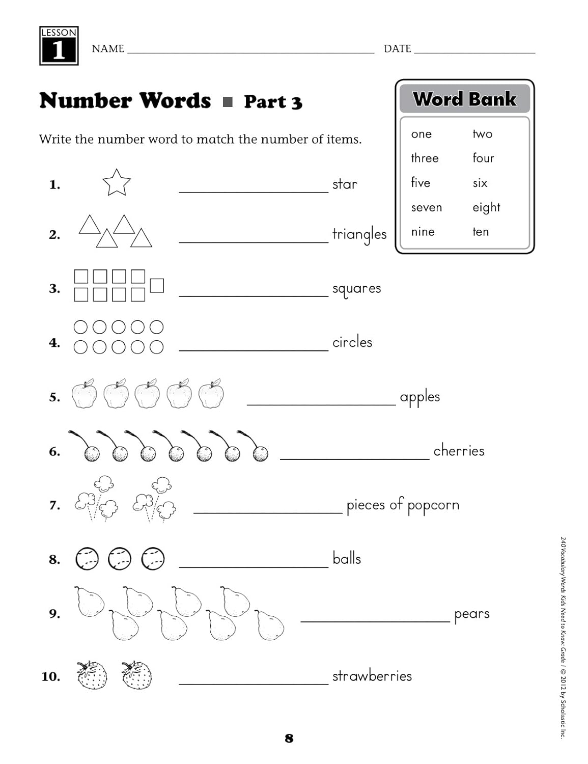 240 Vocabulary Words Kids Need to Know, Grade 1: 24 Ready-to-reproduce Packets That Make Vocabulary Building Fun & Effective