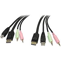 StarTech.com 6ft 4-in-1 USB DisplayPort KVM Switch Cable w/Audio & Microphone (DP4N1USB6),Black