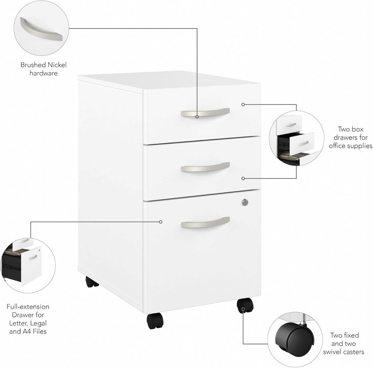 Bush Business Furniture Studio C 3-Drawer Mobile File Cabinet