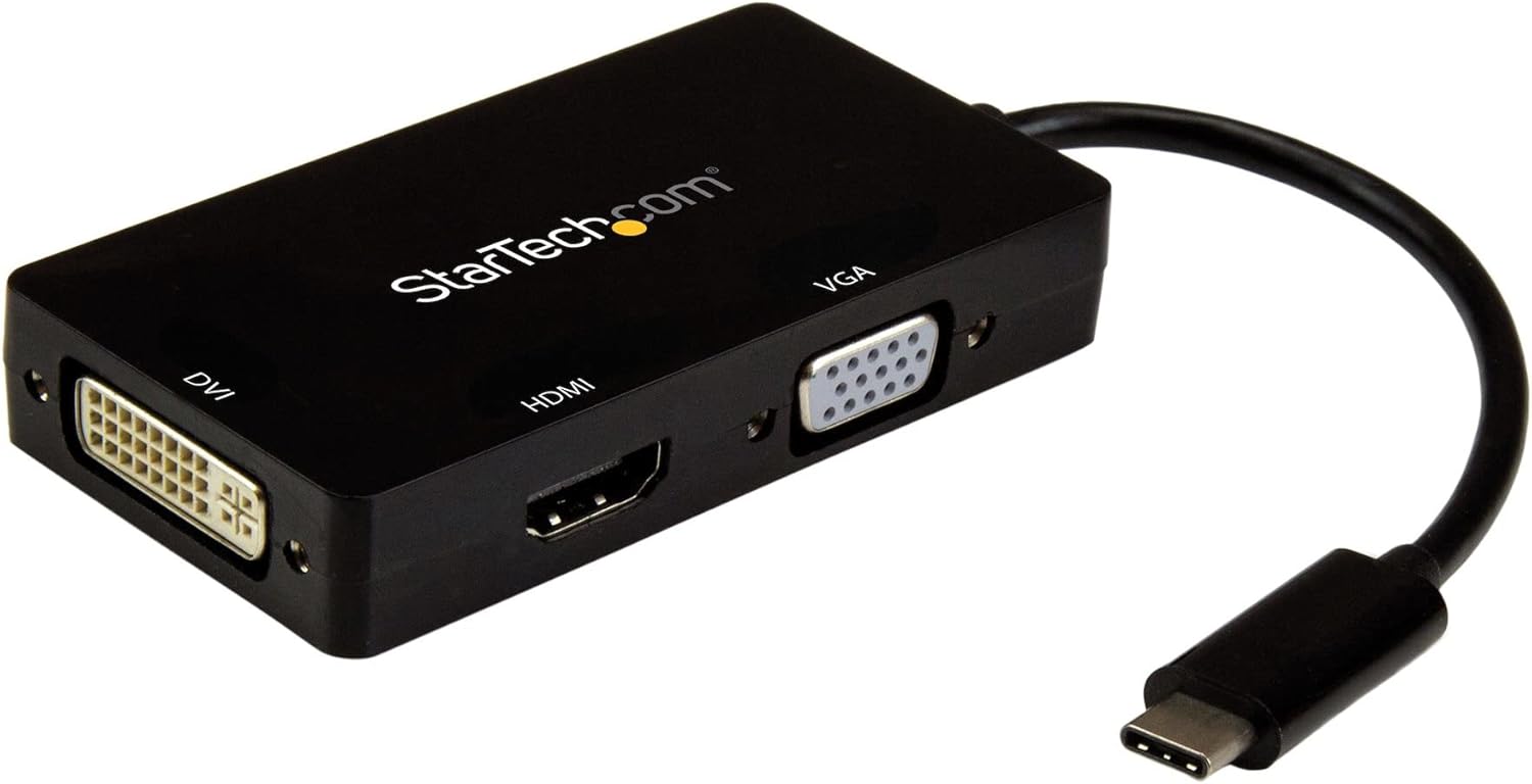 StarTech.com 4K USB C to HDMI, VGA & DVI Multi Port Video Display Adapter for Mac / Windows Laptop & Monitor (CDPVGDVHDBP)
