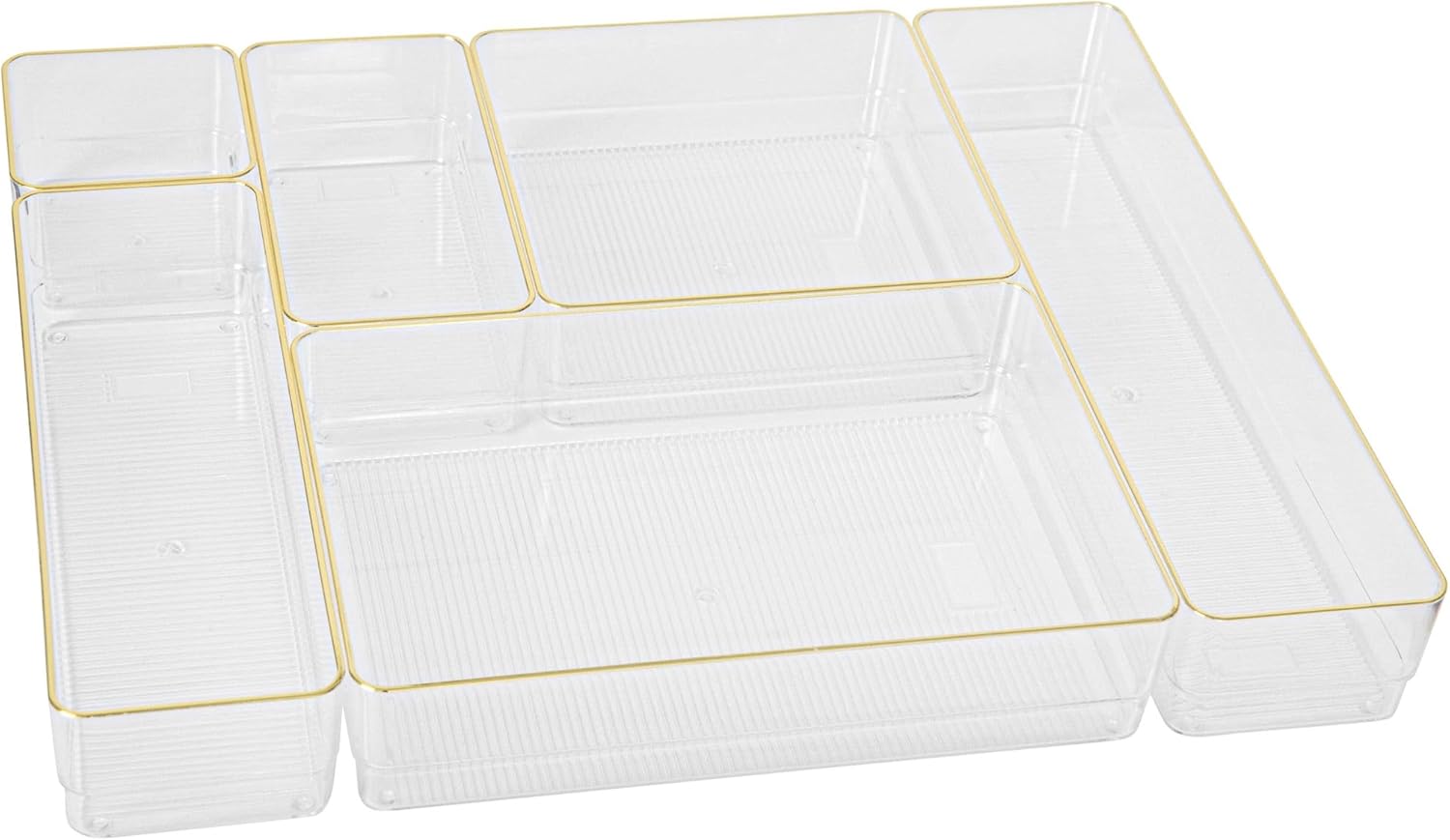 Martha Stewart Plastic Stackable Office Desk Drawer Organizers, Set of 6