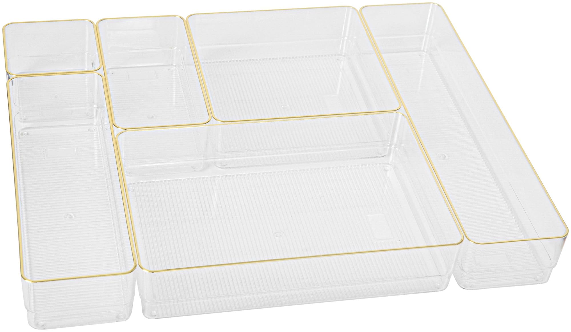 Martha Stewart Plastic Stackable Office Desk Drawer Organizers, Set of 6
