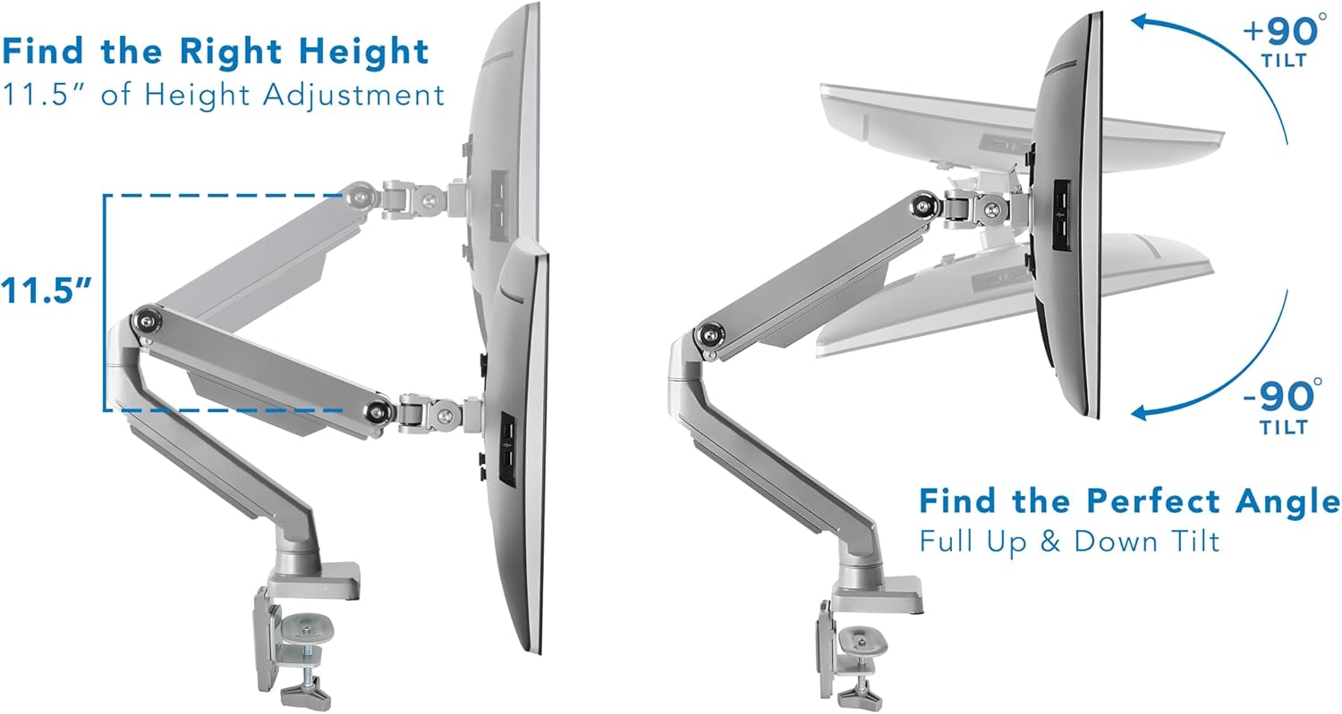 Mount-It! Single Monitor Desk Mount with Height Adjustable Mechanical Spring Arm