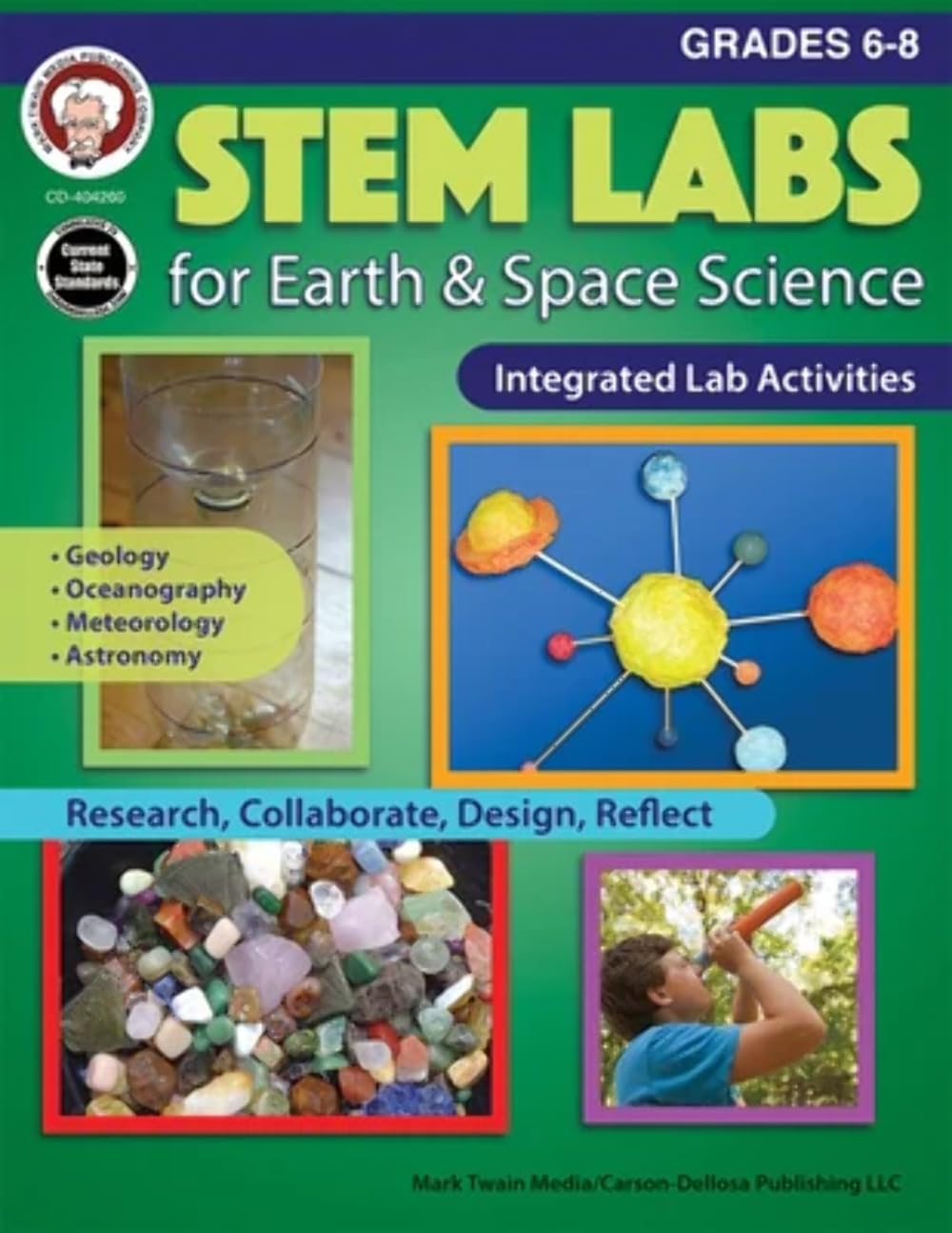 Mark Twain Grades 6-8 STEM Labs Activity Book, Earth and Space Science Workbook, Middle School Books With Geology