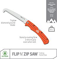 OUTDOOR EDGE Flip N' Saw / Flip N' Zip Folding Saw with 65Mn Spring Steel and Triple-Ground Teeth